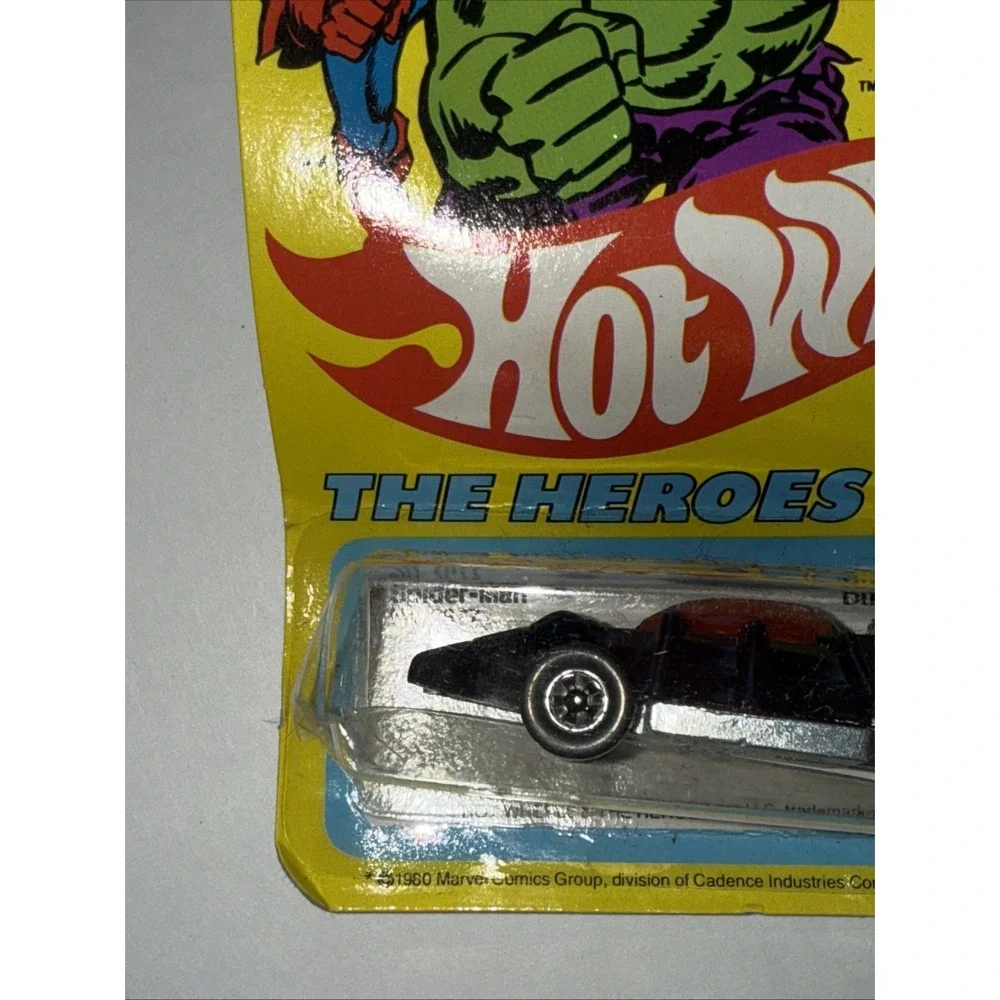 Hot Wheels Carded 1980 Spider-Man Car The Heroes‎ New Unopened Yellow Card 2877